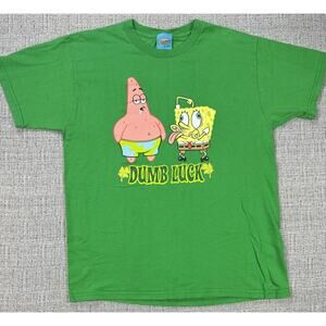 Vintage Spongebob Squarepants Shirt Mens Large Green Dumb Luck Patrick 2002 Tee